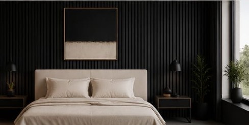 Black Oak acoustic wood slat panel